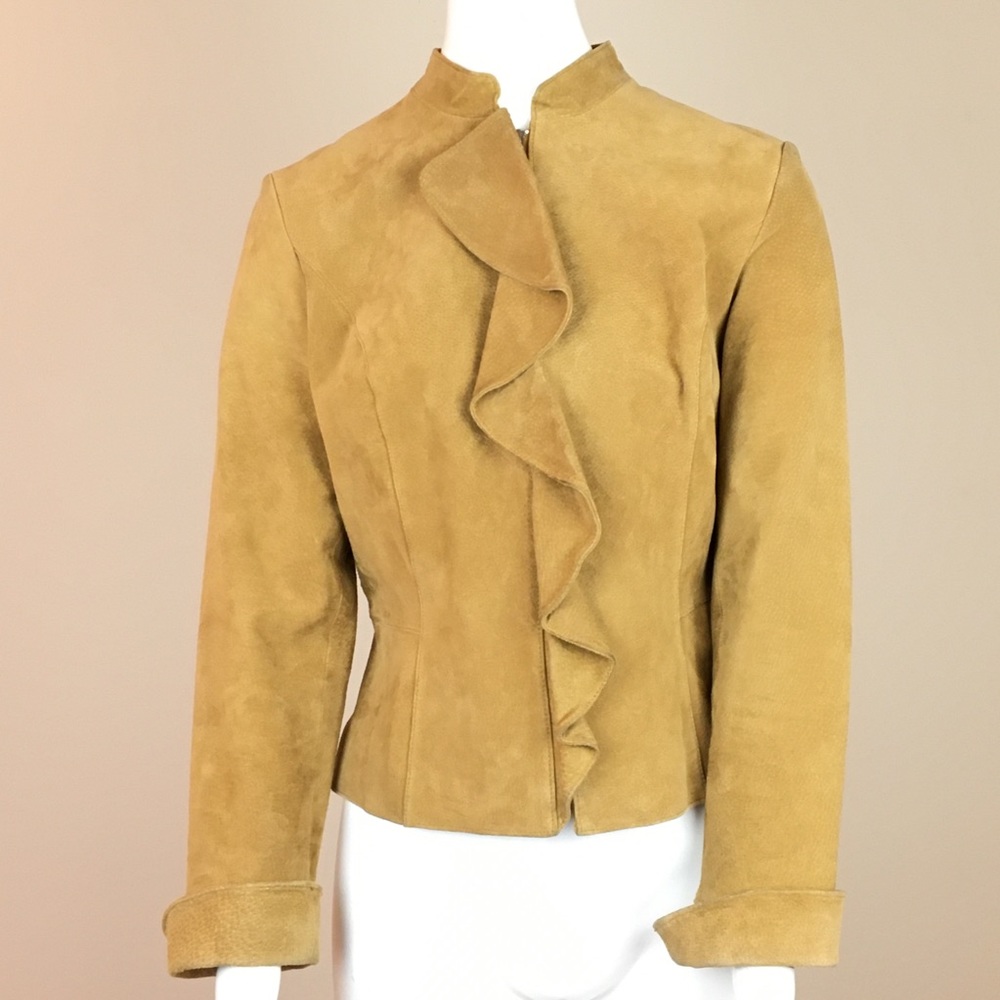 Margaret Godfrey Petite Suede Ruffle Jacket Size 8P